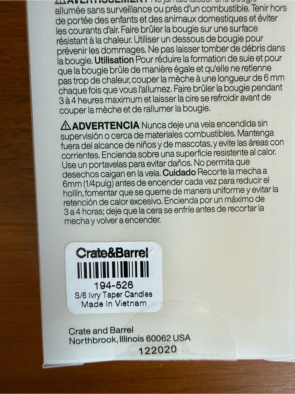 Crate & Barrel Ivory Tapered Candles